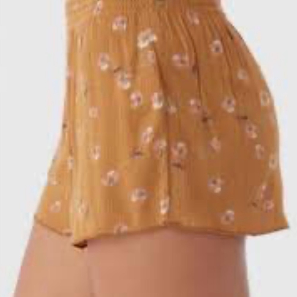 O'Neill Mustard Brown Floral Smocked Waist Shorts